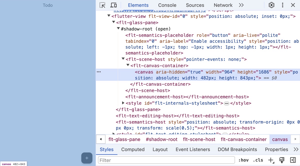 Flutter Web DOM Tree